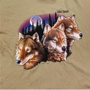Gildan 90s Tan Wolf Graphic Men's Shirt